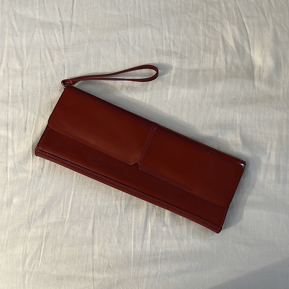 Alfani red leather clutch